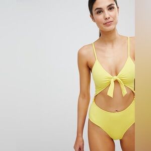 Ann Summers Yellow Cut Out Side Rings Bathing Suit